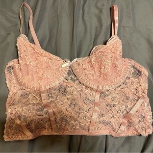 Pink see through corset crop top